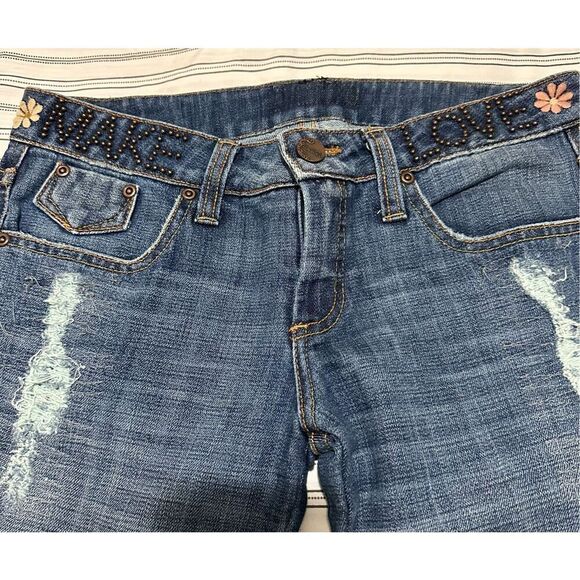 Y2K Frankie B Jeans Size 4, Inseam: 29 inches. Bootcut, Studded - Picture 10 of 11